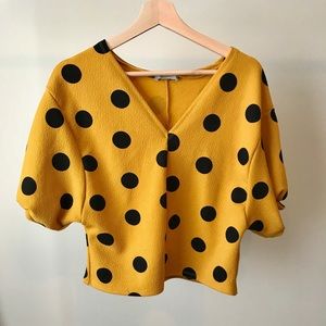 Yellow and Black Polka Dot Top